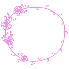 Pastel Hand Drawn Flower Circle Frame
