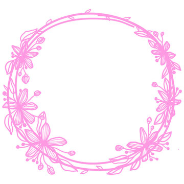 Pastel Hand Drawn Flower Circle Frame