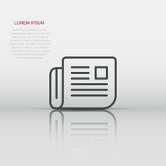 Magazine page icon in flat style. News vector illustration on white isolated background. Brochure business concept.
