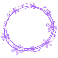 Pastel Hand Drawn Flower Circle Frame