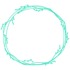 Pastel Hand Drawn Flower Circle Frame