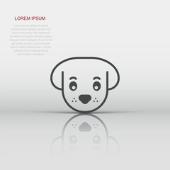 Dog head icon in flat style. Cute pet vector illustration on white isolated background. Animal business concept.