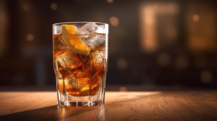 Glass of cold cola. AI generated.