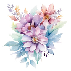 Flowers Watercolor Clip Art, Watercolor Sublimation Design, Watercolor Flowers Bouquet