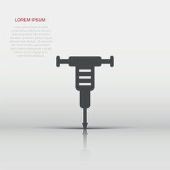 Jackhammer icon in flat style. Demolish vector illustration on white isolated background. Destroy business concept.