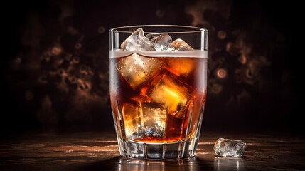 Glass of cold cola. AI generated.