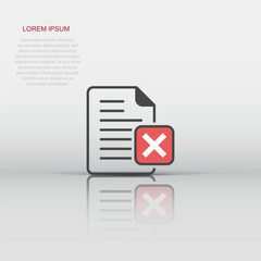 Document error icon in flat style. Broken report vector illustration on white isolated background. Damaged business concept.