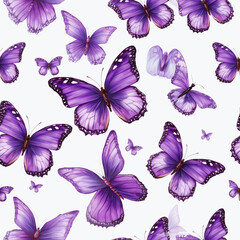 Seamless Purple Butterfly Pattern, Generative AI