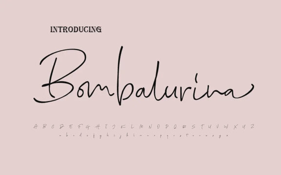 Bombalurina Signature Font Contain 4 FONTS Including Alternates, Ligatures, Swash, And Also Underline. Also Comes With Italic, Bold, And Bold Italic. Bombalurina Script Is A Signature Font. 