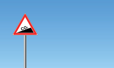CO2 emission rise sign in blue skyes ilustration.