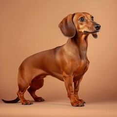 Duchshund in full length, photography, studio photo. AI generated.