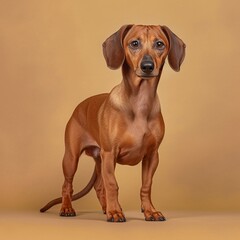 Duchshund in full length, photography, studio photo. AI generated.