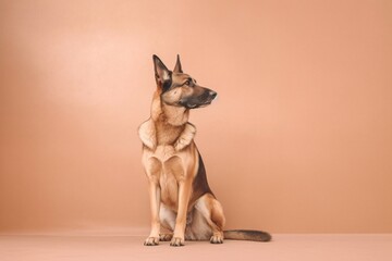 German shepherd in full length, photography, studio photo. AI generated.