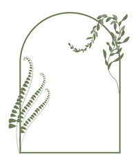 arch with wild flowers in boho style simple flat vector illustration