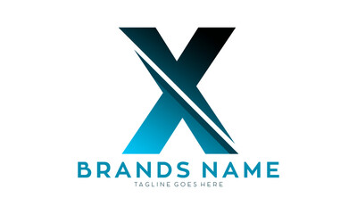 Letter X alphabet with fracture effect vector logo