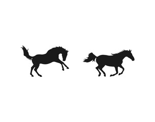 Running horse. Set of black silhouettes. Animal symbol. Stallion pictogram, flat vector sign isolated on white background.A set of high quality detailed horse silhouettes.isolated vector sign symbol.