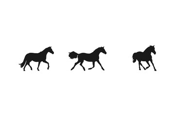 Horse collection - vector silhouette.Animal symbol. Stallion pictogram, flat vector sign isolated on white background.A set of high quality detailed horse silhouettes.isolated vector sign symbol.