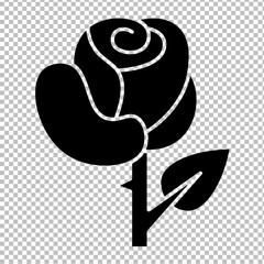 Flat Rose flower icon. Simple illustration of rose flower icon for web design isolated on transparent background