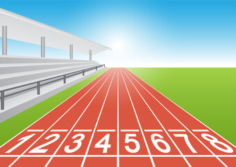 Running Track or Athlete Track with Stadium. Vector Illustration.