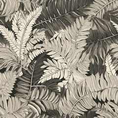 Watercolor Fern Plant Decorative Seamless Pattern Made With Generative AI