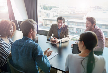 Brainstorming, business and staff in a meeting, collaboration and negotiation with cooperation....
