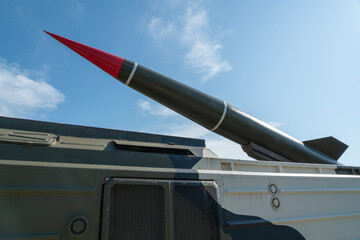 a long-range missile on an armored vehicle