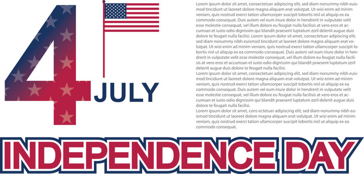 US Independence Day Abstract text added isolated image