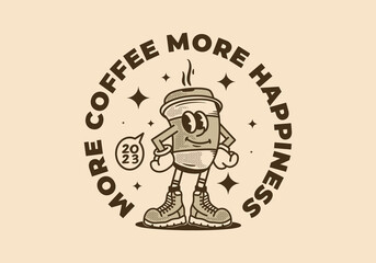 Mascot character illustration of a cup of coffee in a cocky style