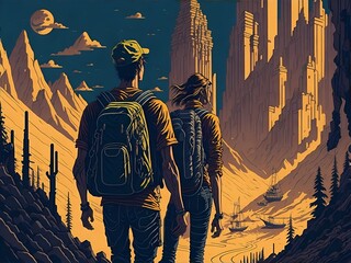 Friends Trekking Generative Art