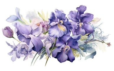 Fototapeta premium blue iris flowers isolated with white background