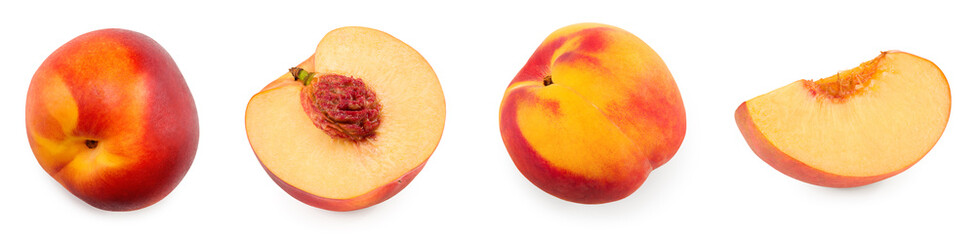peach fruits isolated on white background. clipping path