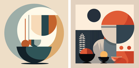 Abstract vector set of modern boho design art