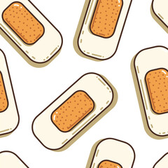 Medical adhesive plaster vector cartoon seamless pattern background for wallpaper, wrapping, packing, and backdrop.