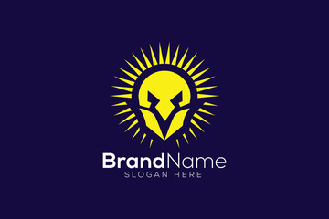 Spartan bulb logo design vector template
