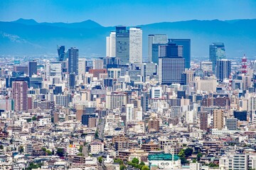 Fototapeta na wymiar 東山スカイタワーから眺める名古屋駅のビル群 