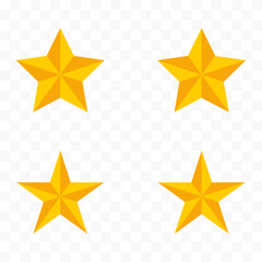 Gold star icon. Five-pointed star 3D symbol. Quality and rating symbol. Easily editable line art vector stock illustration on transparent background.