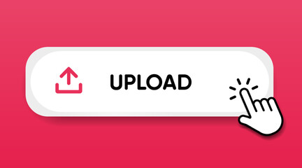 3D upload download button icon. Upload icon. Down arrow bottom side symbol. Click here button. Save cloud icon push button for UI UX, website, mobile application.