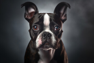 Portrait of a boston terrier dog 