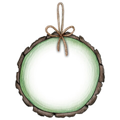 watercolor hand drawn wooden trunk slice