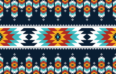 The geometric ethnic pattern of traditional style. Navajo, America Indian patterns. Design for background, wallpaper, clothing, wrapping, Batik, fabric, and prints. Vector illustration.