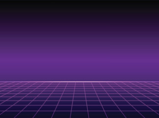 Perspective grid. Abstract wireframe landscape