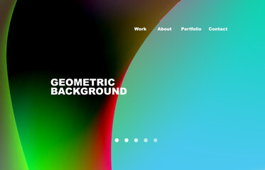 Landing page abstract liquid background. Flowing shapes, round design and circle. Web page for website or mobile app wallpaper