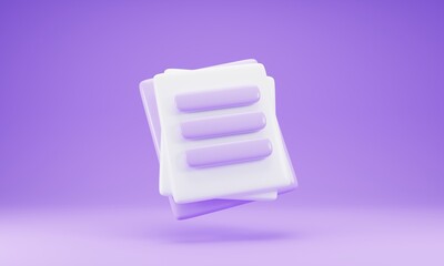 3d rendering cartoon style clipboard and paper sheet icon. 3d illustration