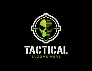 Tactical skull logo design template