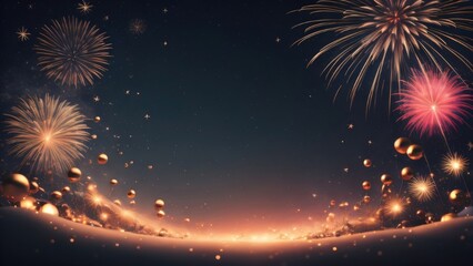 marry christmas and happy new year 2024 background template illustration. copy space, banner. generative ai