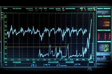 Oscilloscope waveform on its screen. Generative AI