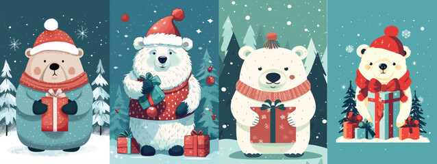 Cheerful Bear Vector Art for Festive Winter Designs