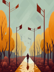 A person standing in the crossroads trying to choose the right path but being pulled to the wrong direction. Psychology art concept. AI generation