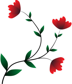 Red Flowers With Stems And Leaves Clipart