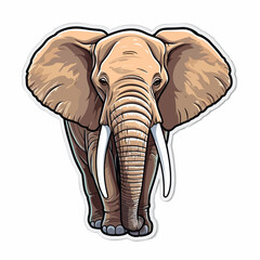 Fototapeta na wymiar Playful cartoon African elephant sticker Illustrations in minimalist detailed style